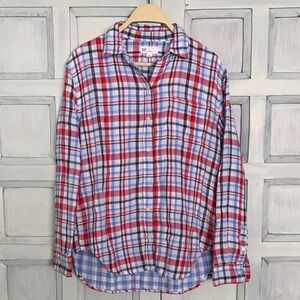 GAP Red Blue Plaid Button Down Shirt Women’s Size S